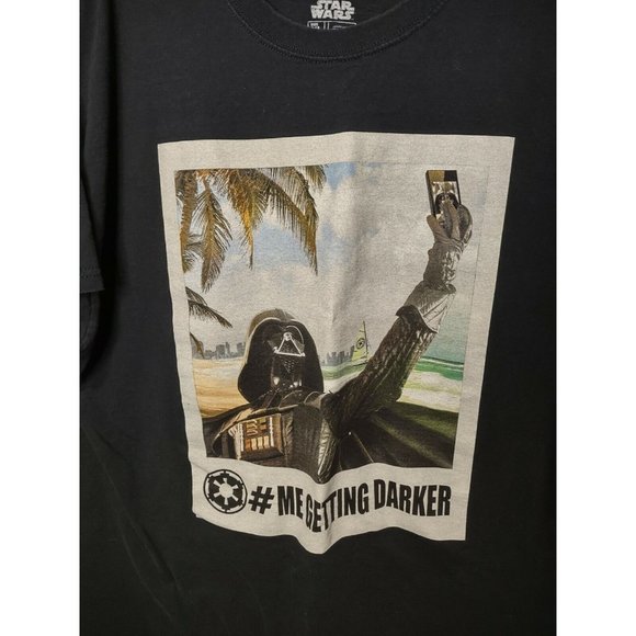 Star Wars Mens T-Shirt Darth Vader # Me Getting Darker Black Crewneck Tee XL - Picture 5 of 5